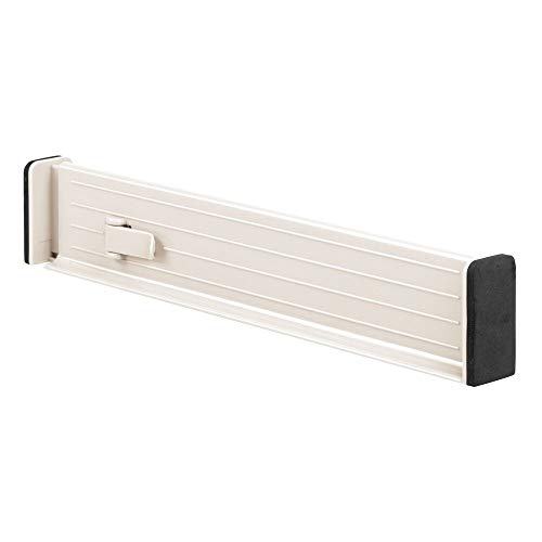 mDesign Juego de 4 separadores de cajones Regulables – Práctico Organizador de cajones de plástico para Armario y cómoda – Versátil Divisor de cajones de plástico – Crema/Beige