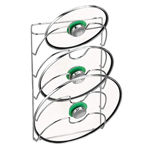 mDesign Organizador Cocina – Accesorios de Cocina prácticos – Si Busca organizar armarios Cocina Este Soporte para Tapas de sartén es la solución – Metal Cromado
