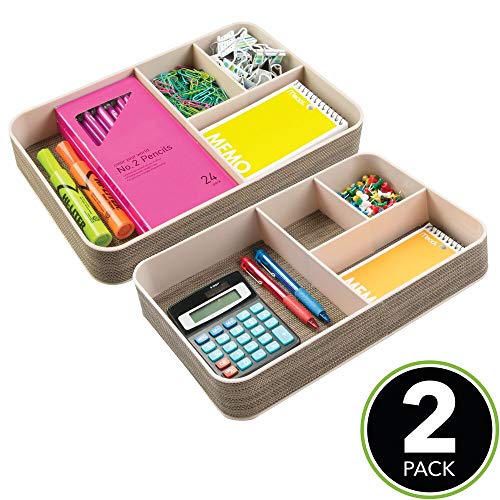 mDesign Organizador escritorio con 4 divisiones - Caja con compartimentos diferentes tamaños - Clasificador de objetos oficina