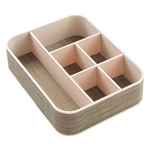 mDesign Organizador escritorio con 6 divisiones - Caja con compartimentos diferentes tamaños - Clasificador de objetos oficina