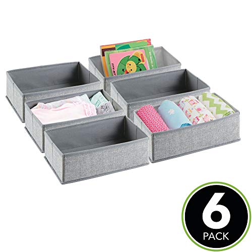 mDesign Organizador para armarios (juego de 6) – Cajas de plástico para ropa, cosméticos, pañales, pañuelos, lociones o medicamentos – Separador de cajones de color gris