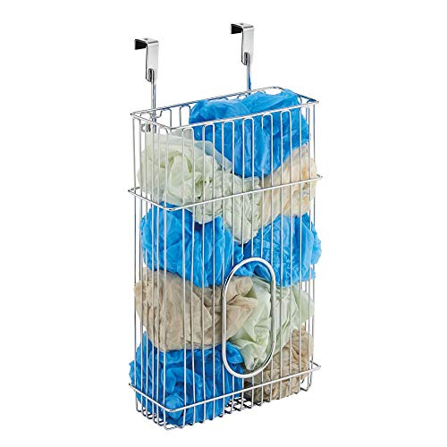 mDesign Portabolsas Colgante 'Classico' para el Armario de la Cocina – Organizador de Bolsas Fabricado en Acero para Guardar Bolsas – Cesta metálica para Las Puertas de armarios – Cromado
