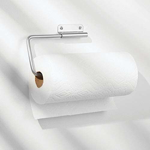 mDesign Portarrollos de pared para papel de cocina – Práctico soporte para papel de cocina, trapos o toallas – Ideal portarrollos de cocina para pared o armarios – plateado