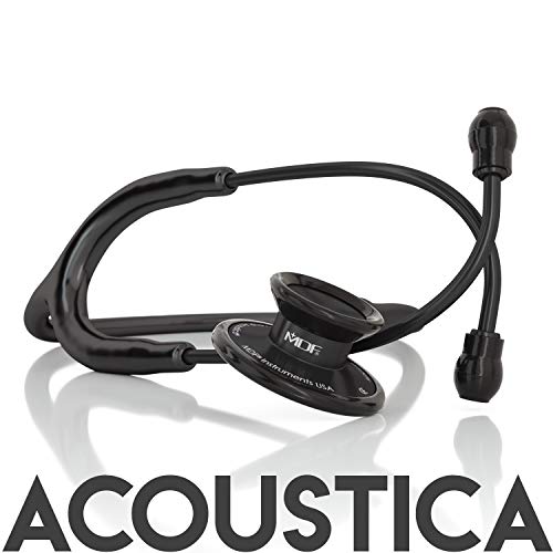 MDF Instruments Acoustica Deluxe MDF747XPBO, Estetoscopio ligero de doble cabeza, Todo Negro (All Black)