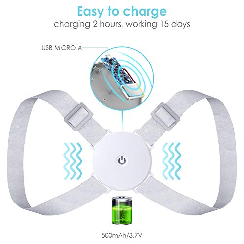 MeaMae Care Corrector de postura - Corrector de espalda inteligente con función de vibración y ajustable para aliviar el dolor de espalda, pecho, cuello y hombro