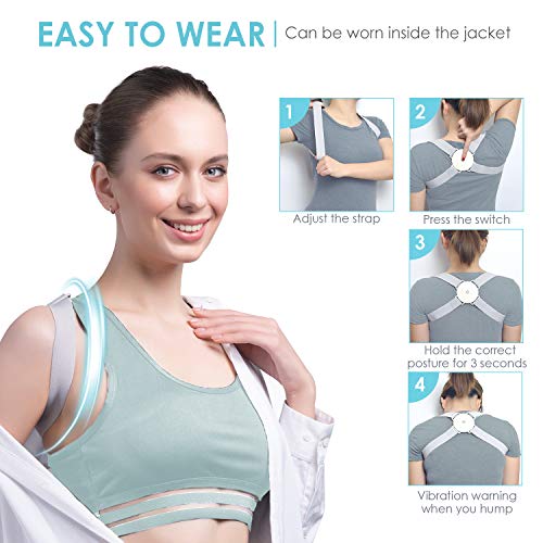 MeaMae Care Corrector de postura - Corrector de espalda inteligente con función de vibración y ajustable para aliviar el dolor de espalda, pecho, cuello y hombro