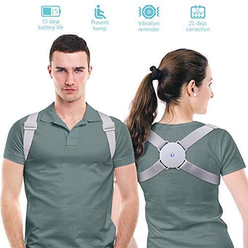 MeaMae Care Corrector de postura - Corrector de espalda inteligente con función de vibración y ajustable para aliviar el dolor de espalda, pecho, cuello y hombro