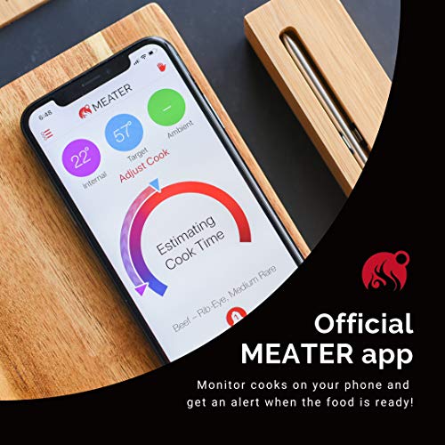 MEATER Plus | 50m Termómetro inalámbrico inteligente para carne para el horno, parrilla de cocina, barbacoa, ahumador, asador con Bluetooth y conectividad digital WiFi