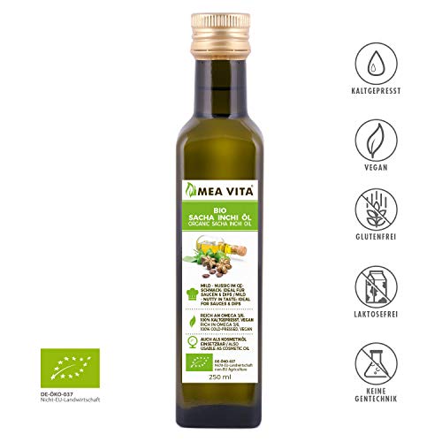 Meavita Aceite De Bio Sacha Inchi Meavita, 100% Puro Y Prensado En Frío, 1 Paquete (1 X 250 Ml) 250 ml