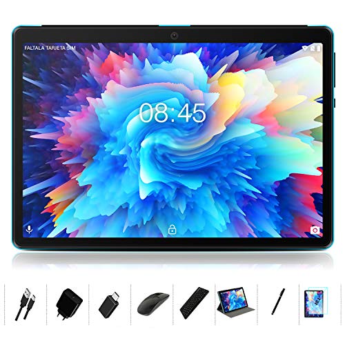 MEBERRY Tablet 10 Pulgadas Android 10.0 Ultrar-Rápido Tablets 4GB RAM+64GB ROM - Certificación Google gsm - Dual SIM - 8000mAh |WI-FI|Bluetooth|GPS| Type-C Tablet (5.0+8.0 MP Cámara) - Bleu