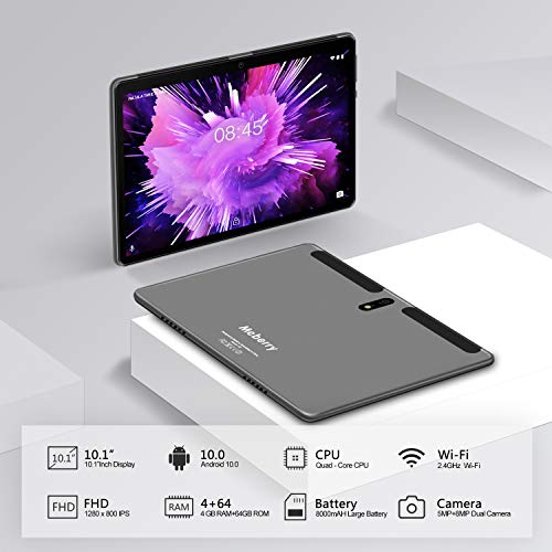 MEBERRY Tablet 10 Pulgadas Android 10.0 Ultrar-Rápido Tablets 4GB RAM+64GB ROM - Certificación Google gsm - Dual SIM - 8000mAh |WI-FI|Bluetooth|GPS| Type-C Tablet (5.0+8.0 MP Cámara) - Gris