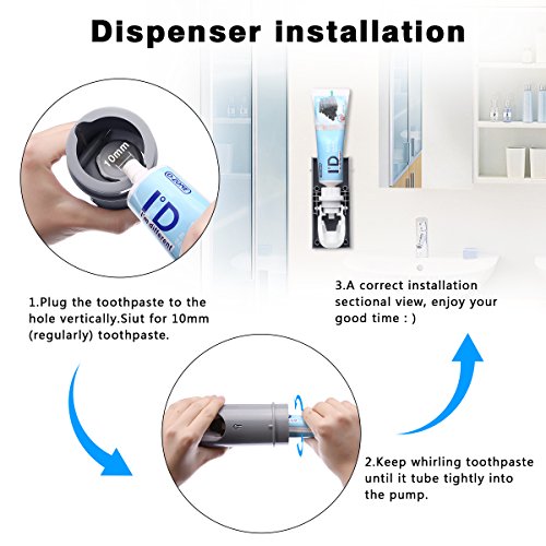 MECO ELEVERDE Portacepillo de Dientes Eléctrico Esterilizador UV Soporte con 5 Ports Dispensador de Pasta de Dientes Soporte de Pared con Cubierta Antipolvo Accesorios de Baño para Infantil, Adulto