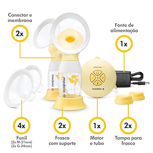 Medela Swing Maxi Flex sacaleches eléctrico doble,extractor de leche con embudo Flex(talla SyM incluidas) que se adapta a la forma del cuerpo materno,sistema 2-Phase imita el ritmo de succión del bebé