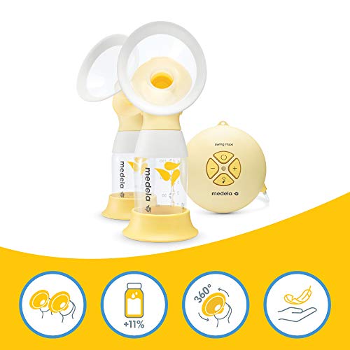 Medela Swing Maxi Flex sacaleches eléctrico doble,extractor de leche con embudo Flex(talla SyM incluidas) que se adapta a la forma del cuerpo materno,sistema 2-Phase imita el ritmo de succión del bebé