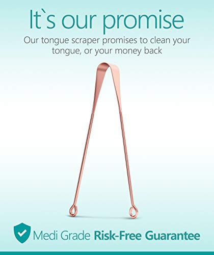 Medi Grade [2pc] Raspador de Lengua de Cobre - Limpiador de Lengua Antimicrobiano - Previene la Halitosis - Elimina las Bacterias para una Mejor Higiene Oral - Limpiador Lingual Ayurvédico