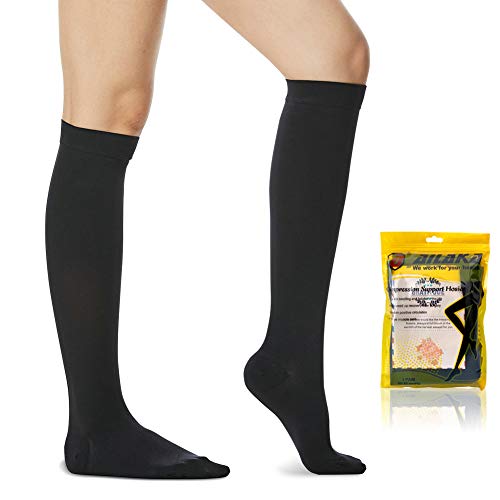Medias de compresión cerradas, de Ailaka; apoyo firme y graduado, de 20 a 30 mm, para mujeres y hombres, medias de varices, viajes, uso informal y formal