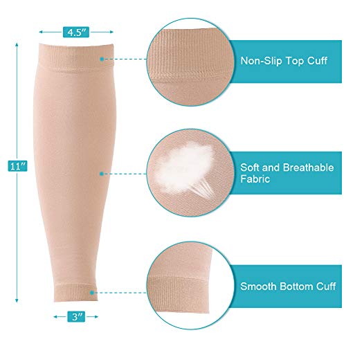 Medias de Compresión para Mujeres y Hombres, 20-30 mmHg Calcetines de Compresión Cortas, Punta Abierta, Medias Compresión Fuerte para Venas Varicosas, Edema, Embarazo, Mejora la Circulación (Beige, L)