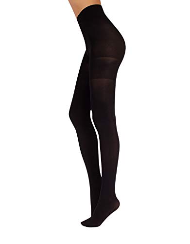 MEDIAS REDUCTORAS ANTICELULITIS | PANTY OPACO DE MUJER | 70 DEN | NATURAL, NEGRO | S, M, L, XL | CALCETERÍA ITALIANA | (L, NEGRO)