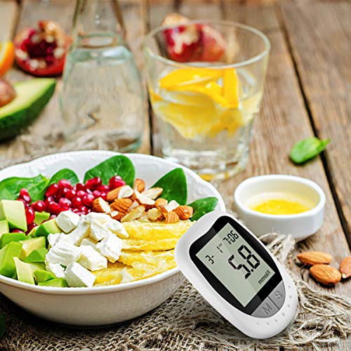 Medidor de glucosa en sangre, kit de prueba de glucosa en sangre con codefree tiras de prueba de glucosa en sangre x 25 y dispositivo de punción por Exactive Vital II - mg/dL