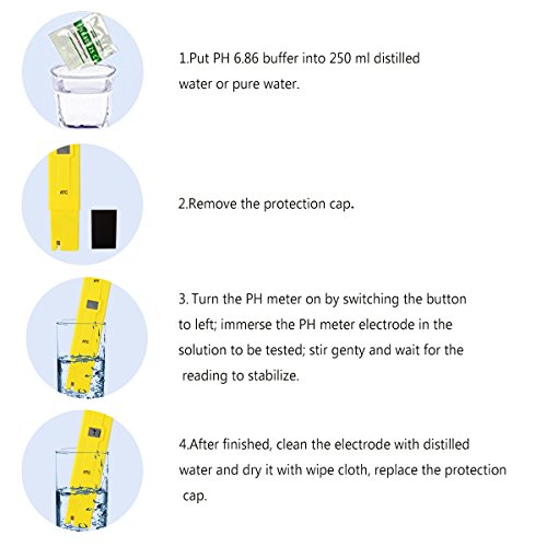 Medidor PH Pluma Portátil PH Tester Prueba Digital Multi Function PH/Prueba PH portátil/Hidropónica para Acuario Piscina Industria de la Pesca Laboratorios Escolares Alimentos Bebida