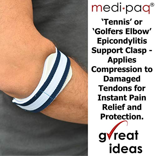 Medipaq - Broches de soporte para Epicondilitis del codo de Tenista o Golfista - Aplica compresión a los tendones dañados para alivio del dolor y protección