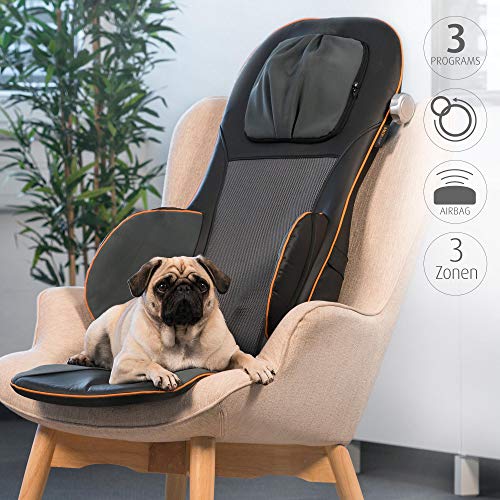 Medisana 88939 MC 825 - Cojín de asiento de masaje con acupresión, masaje de cuello, función calor, 3 intensidades, función luz roja, con mando a distancia para espalda y cuello