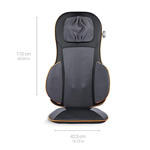 Medisana 88939 MC 825 - Cojín de asiento de masaje con acupresión, masaje de cuello, función calor, 3 intensidades, función luz roja, con mando a distancia para espalda y cuello