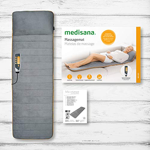 Medisana MM 825 Esterilla de masaje eléctrica, cuerpo entero, 5 programas, 4 zonas de masaje, función de calentamiento, tumbona de masaje con 2 intensidades para espalda, cuello y cabeza