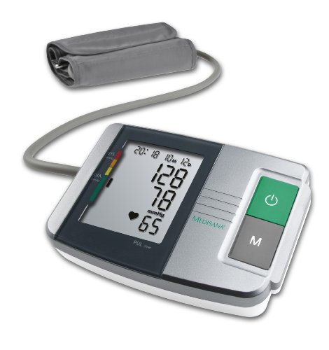 Medisana MTS Tensiómetro para el brazo, pantalla de arritmia, escala de colores de los semáforos de la OMS, para una medición precisa de la tensión arterial y del pulso con función de memoria