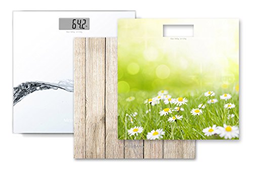 Medisana PS 405 Balanza personal digital de hasta 180 kg, báscula de baño con 2 motivos intercambiables, báscula corporal para la medición de peso