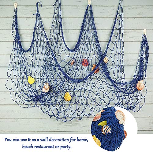 Mediterránea del Estilo Decorativa Red de Pesca Náutica Pirate Colgante Navegación Beach Decoraciones del Partido del Tema Pared Decoración (Azul, 2x1,5m)
