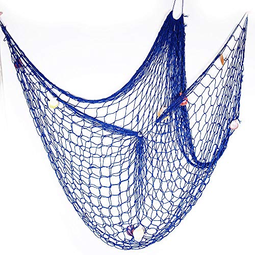 Mediterránea del Estilo Decorativa Red de Pesca Náutica Pirate Colgante Navegación Beach Decoraciones del Partido del Tema Pared Decoración (Azul, 2x1,5m)