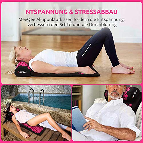 MeeQee Esterilla Acupresin Kit de Masaje Para El Dolor De Espalda y Cuello Dolor Ciático,Insomnio,Alivio Muscular Relajación For Acupresion flor de Loto Mejorada