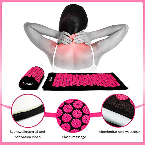 MeeQee Esterilla Acupresin Kit de Masaje Para El Dolor De Espalda y Cuello Dolor Ciático,Insomnio,Alivio Muscular Relajación For Acupresion flor de Loto Mejorada