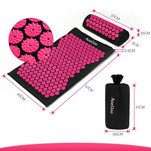 MeeQee Esterilla Acupresin Kit de Masaje Para El Dolor De Espalda y Cuello Dolor Ciático,Insomnio,Alivio Muscular Relajación For Acupresion flor de Loto Mejorada