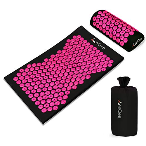 MeeQee Esterilla Acupresin Kit de Masaje Para El Dolor De Espalda y Cuello Dolor Ciático,Insomnio,Alivio Muscular Relajación For Acupresion flor de Loto Mejorada