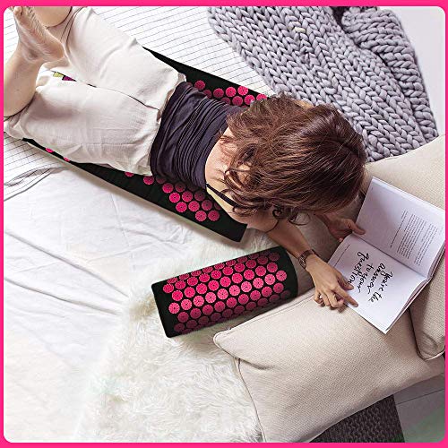 MeeQee Esterilla Acupresin Kit de Masaje Para El Dolor De Espalda y Cuello Dolor Ciático,Insomnio,Alivio Muscular Relajación For Acupresion flor de Loto Mejorada