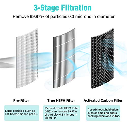 MEES Purificador de Aire Portátil con Filtro HEPA , Aire Purificador Hogar Silencioso con ion negativo 3 Niveles de Filtrado contra 99,97% de Polvos Caspa de Mascota Polen