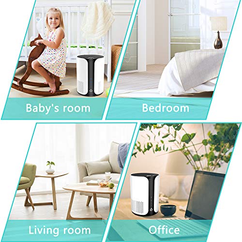 MEES Purificador de Aire Portátil con Filtro HEPA , Aire Purificador Hogar Silencioso con ion negativo 3 Niveles de Filtrado contra 99,97% de Polvos Caspa de Mascota Polen