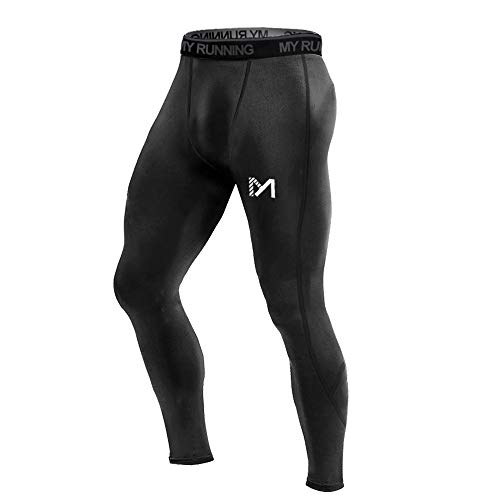 MEETYOO Leggings Hombre, Pantalón de Compresión Secado Rápido Pantalones Deporte Mallas Largas para Running Fitness Yoga