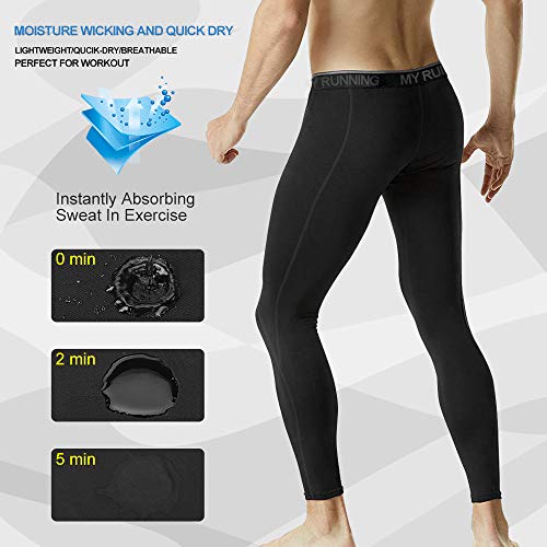 MEETYOO Leggings Hombre, Pantalón de Compresión Secado Rápido Pantalones Deporte Mallas Largas para Running Fitness Yoga