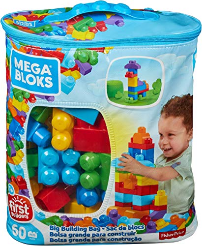 Mega Bloks - Juego de construcción de 60 piezas - bolsa ecológica clásica - juguetes bebe 1 año - (Mattel DCH55)