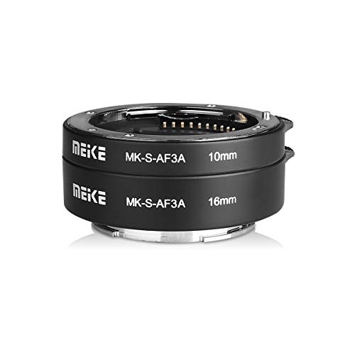 Meike – MK-S-AF3 A Metal enfoque automático adaptador de enfoque automático Anillo de tubo de extensión macro 10 mm 16 mm para Sony NEX A7 sin espejo Montura E Cámara