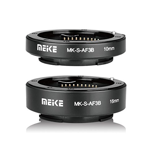 MEIKE MK-S-AF3B Anillo de extensión de enfoque automático de plástico Macro Anillo 10 mm 16 mm para Sony E-Montaje FE-Montaje Cámara A7 A7M2 NEX3 MEX5 NEX6 NEX7 A5000 A6000 A6300 A6500 A9