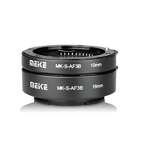 MEIKE MK-S-AF3B Anillo de extensión de enfoque automático de plástico Macro Anillo 10 mm 16 mm para Sony E-Montaje FE-Montaje Cámara A7 A7M2 NEX3 MEX5 NEX6 NEX7 A5000 A6000 A6300 A6500 A9