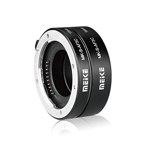 Meike MK-S-AF3C Metal Enfoque automático Anillo adaptador de tubo de extensión de 10 mm 16 mm para Sony E-Monte APS-C Cámara sin espejo NEX3 MEX5 NEX6 NEX7 A5000 A6000 A6300 A6500 (Negro)