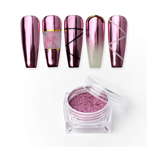 MEILINDS 1g Oro Rosa Cromo Polvo Puro Magia Espejo Efecto Polvo de Uñas Pigmentos de Manicura Arte de Maquillaje DIY Chrom