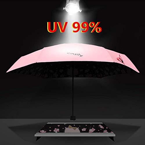 Meiyijia Paraguas Plegable, Mini Paragua,Paraguas Ultraligero,Protección UV, Doble-Uso Paraguas del Sol/Lluvia, Conveniente para Viajes,expandir 96cm