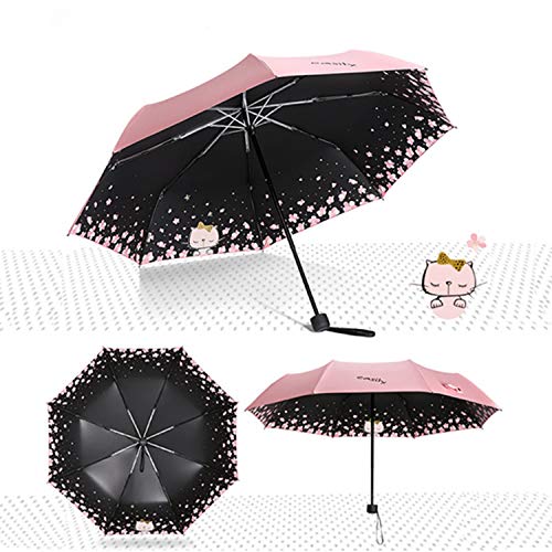 Meiyijia Paraguas Plegable, Mini Paragua,Paraguas Ultraligero,Protección UV, Doble-Uso Paraguas del Sol/Lluvia, Conveniente para Viajes,expandir 96cm