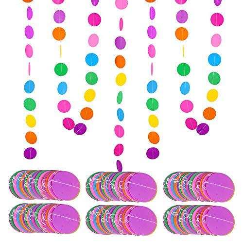 MEJOSER 24metros 6 Guirnaldas de Papel Redondas de Colores Decoración Fiesta Boda Cumpleaños